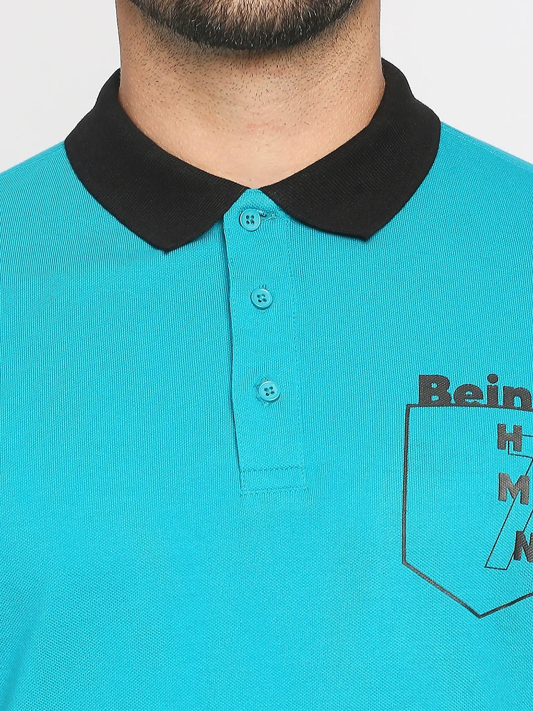 Lake Blue Regular Fit Men's Polo T-Shirt by Being Human Clothing - Image 2