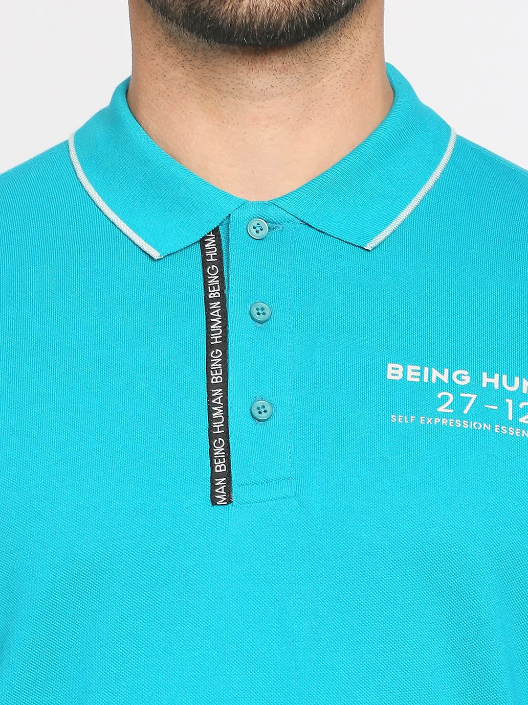 Blue Regular Fit Men's Polo T-Shirt by Being Human Clothing - Image 2