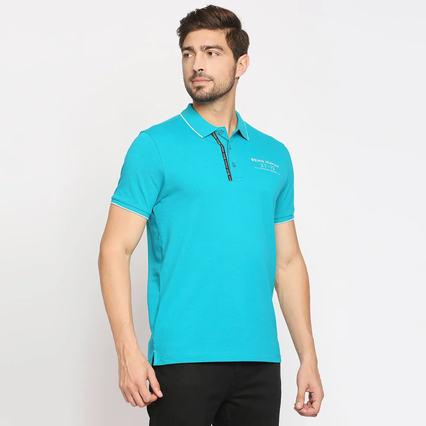 Blue Regular Fit Men's Polo T-Shirt by Being Human Clothing - Image 5