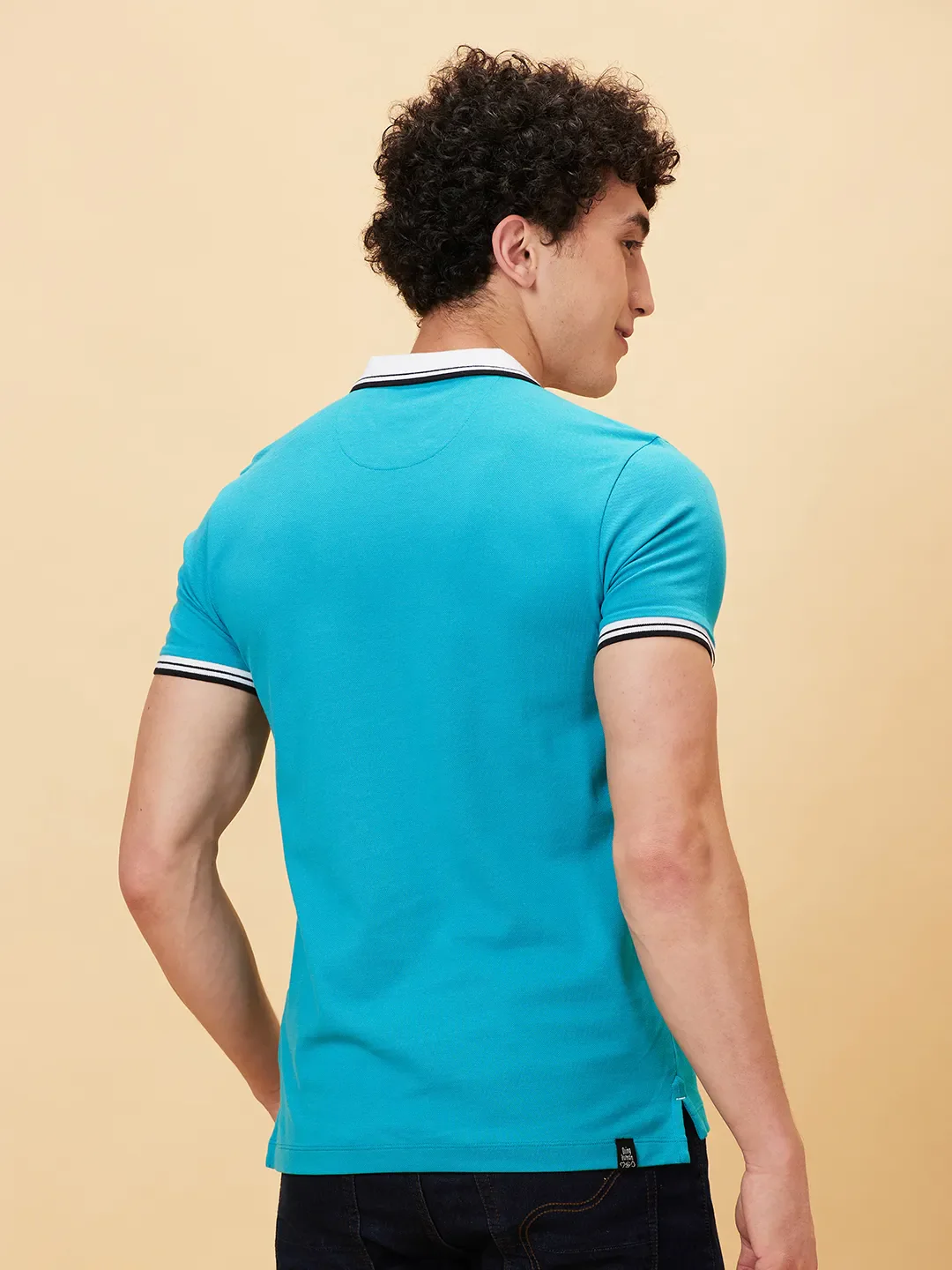 Blue Regular Fit Men's Polo T-Shirt by Being Human Clothing - Image 2