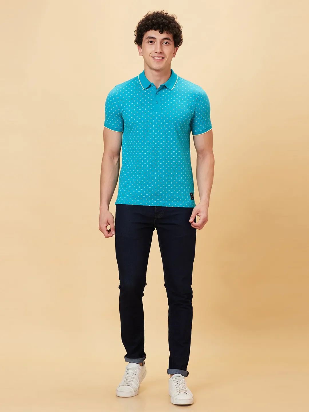 Lake Blue Regular Fit Men's Polo T-Shirt by Being Human Clothing