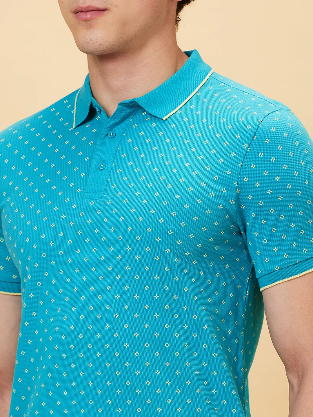 Lake Blue Regular Fit Men's Polo T-Shirt by Being Human Clothing - Image 4