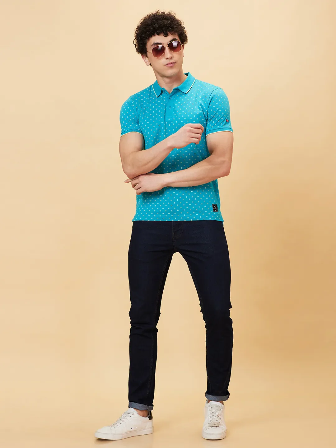 Lake Blue Regular Fit Men's Polo T-Shirt by Being Human Clothing - Image 5