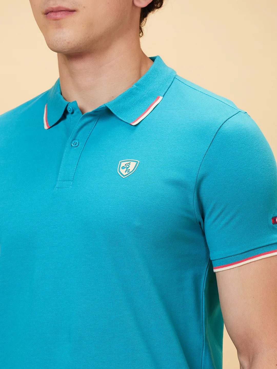 Lake Blue Regular Fit Men's Polo T-Shirt by Being Human Clothing - Image 4