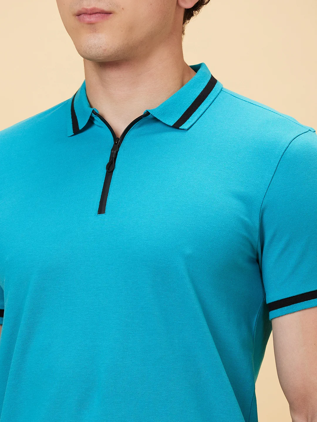 Lake Blue Regular Fit Men's Polo T-Shirt by Being Human Clothing - Image 4