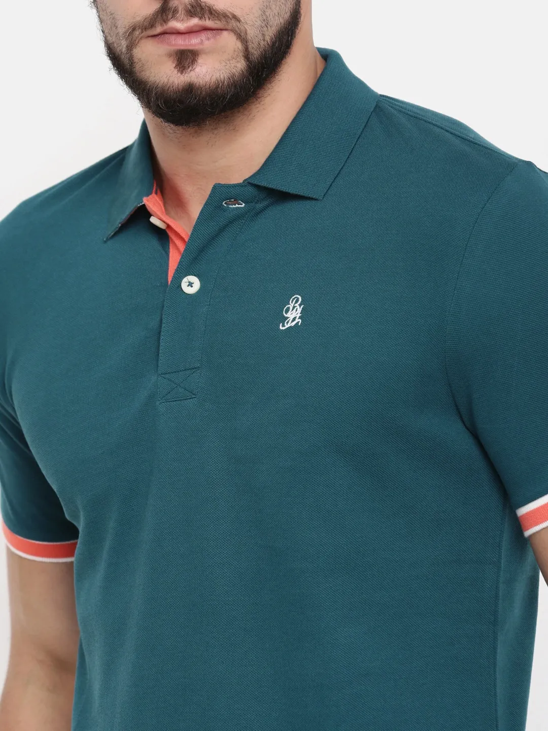 Blue Regular Fit Men's Polo T-Shirt by Being Human Clothing - Image 4