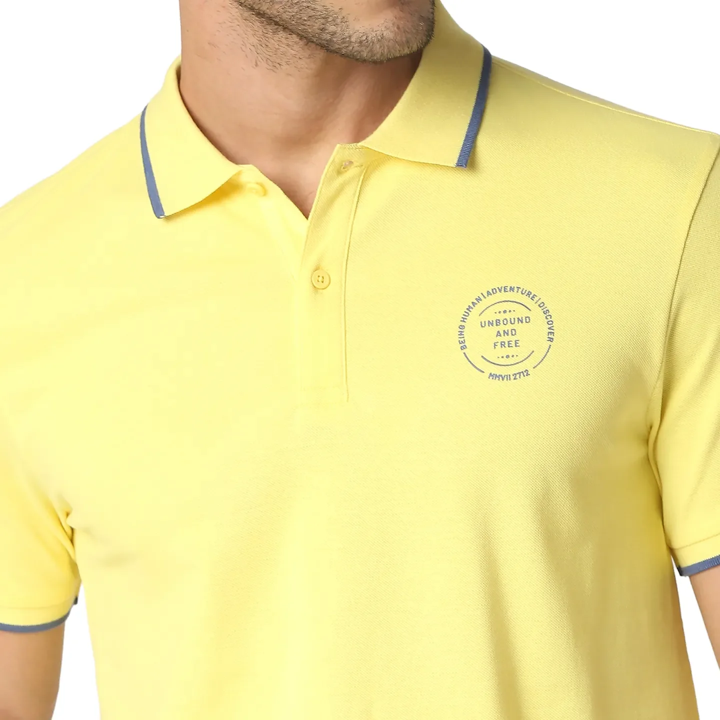 Yellow Regular Fit Men's Polo T-Shirt by Being Human Clothing - Image 5