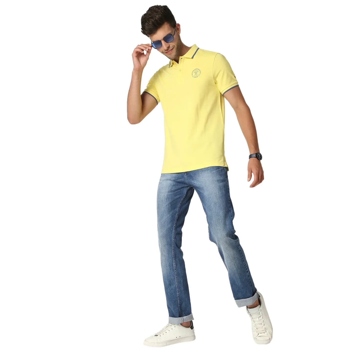 Yellow Regular Fit Men's Polo T-Shirt by Being Human Clothing - Image 6