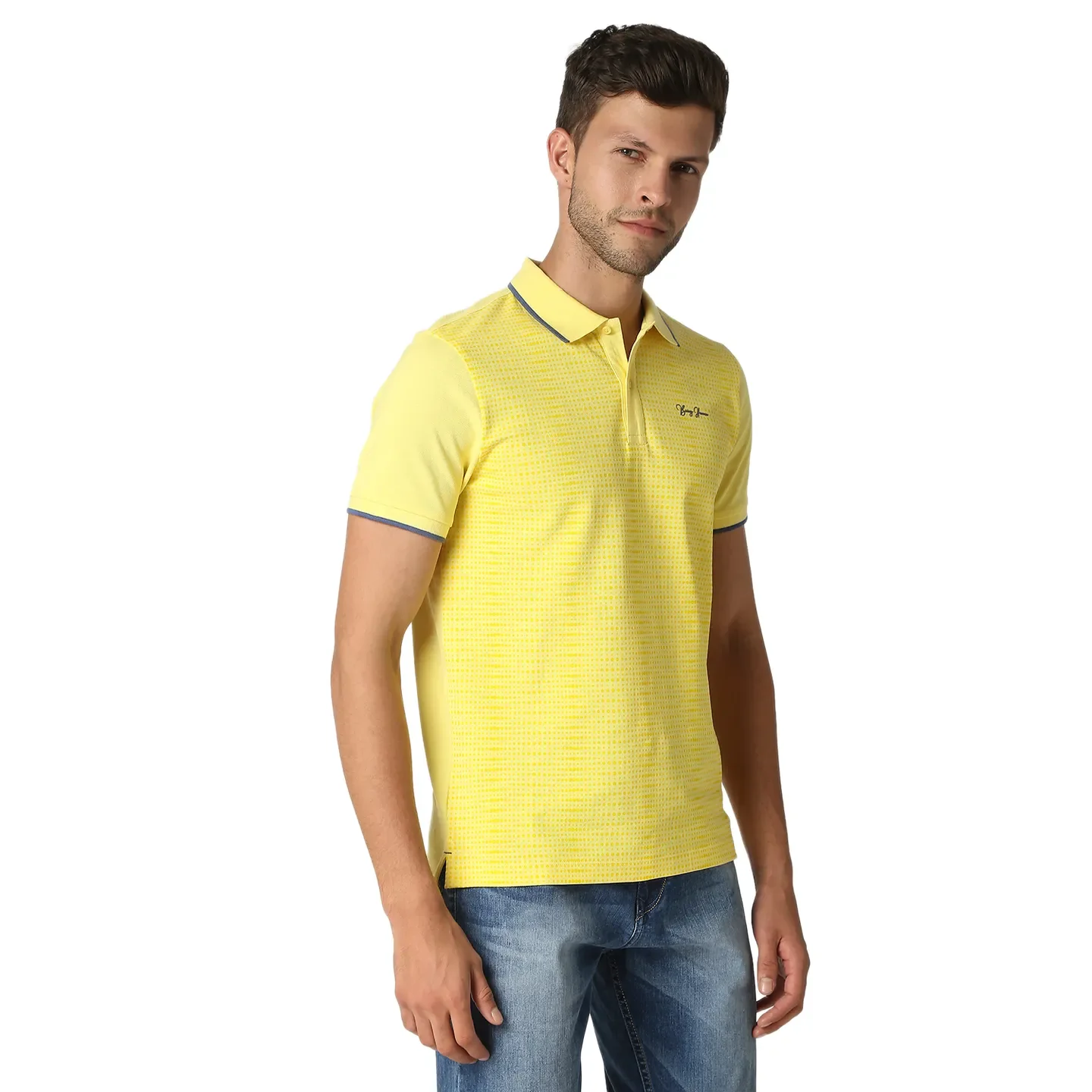 Yellow Regular Fit Men's Polo T-Shirt by Being Human Clothing - Image 3