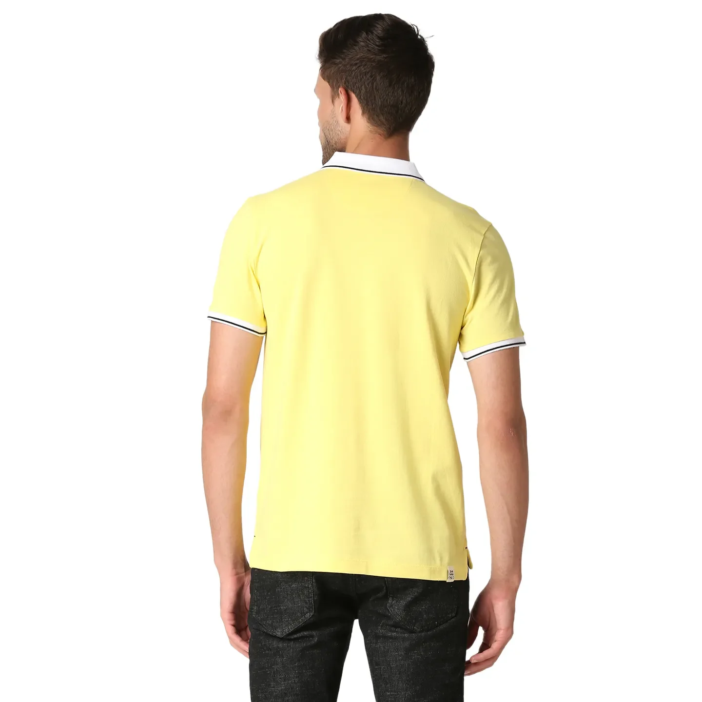 Yellow Slim Straight Fit Men's Polo T-Shirt by Being Human Clothing - Image 3