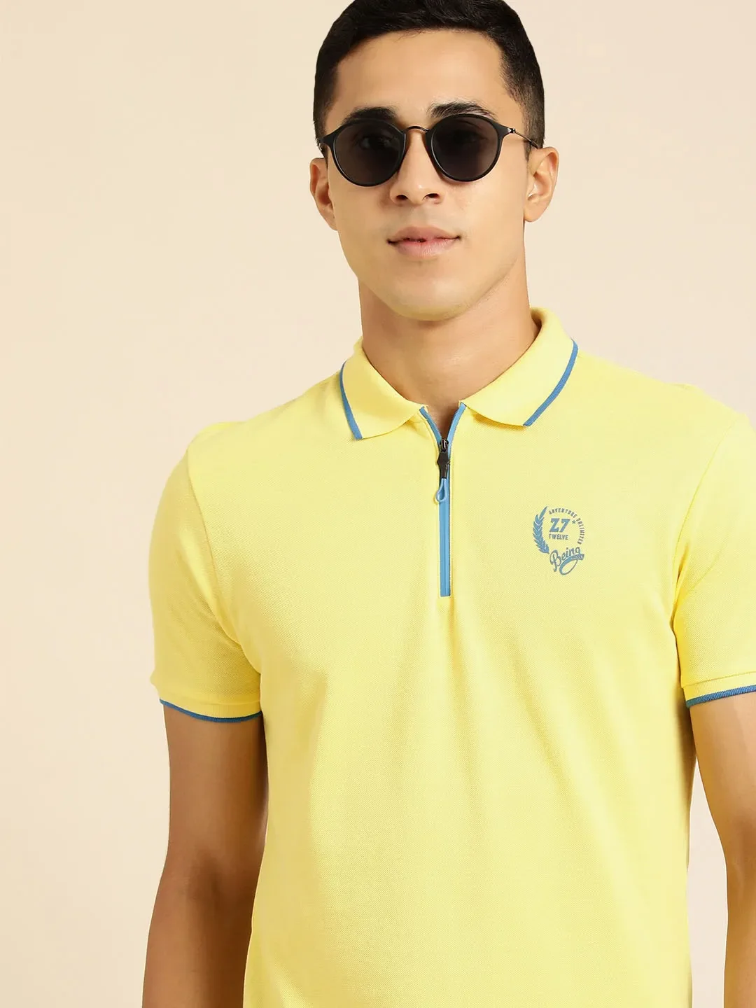 Yellow Regular Fit Men's Polo T-Shirt by Being Human Clothing - Image 5