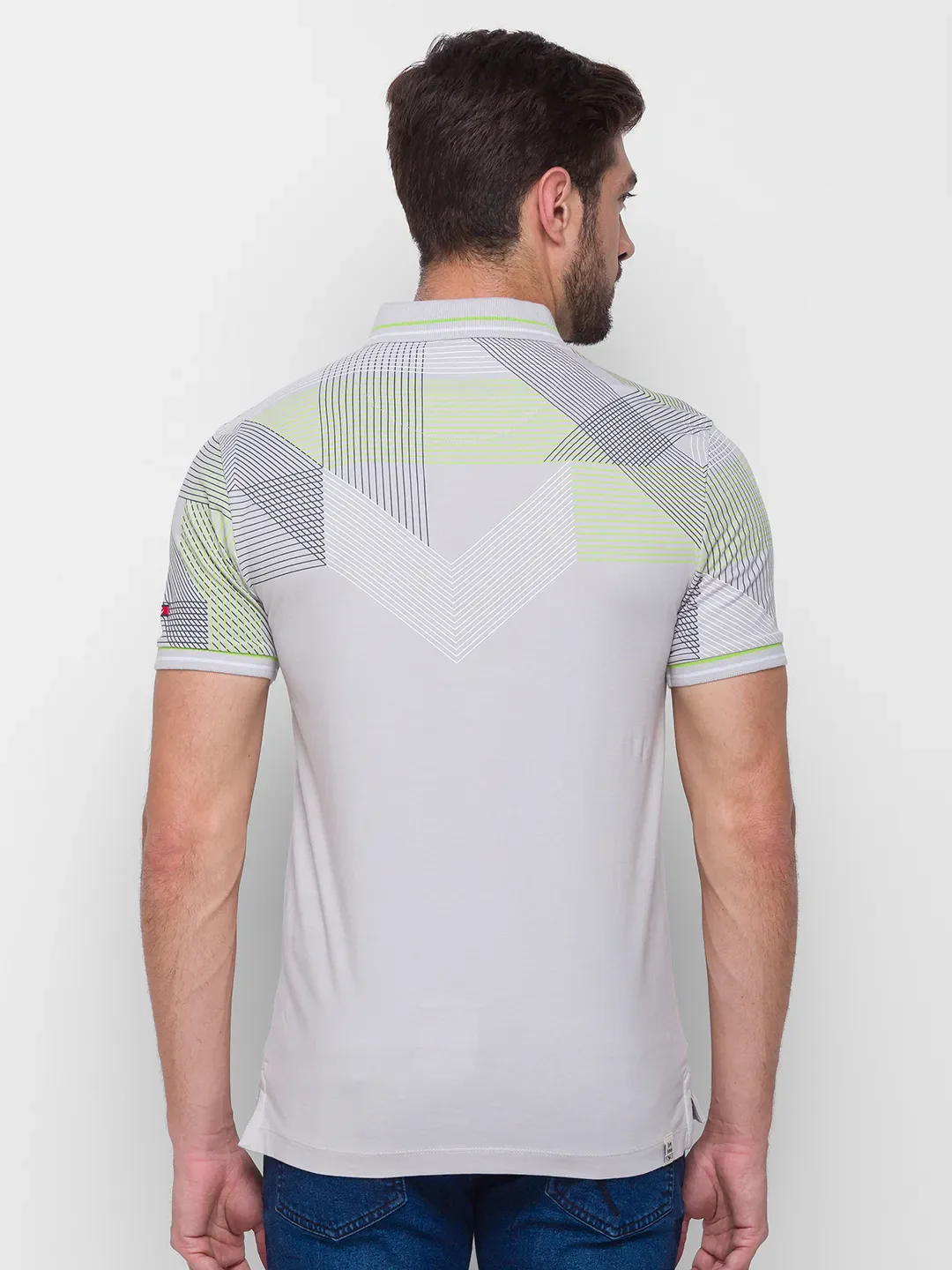 Grey Regular Fit Men's Polo T-Shirt by Being Human Clothing - Image 3