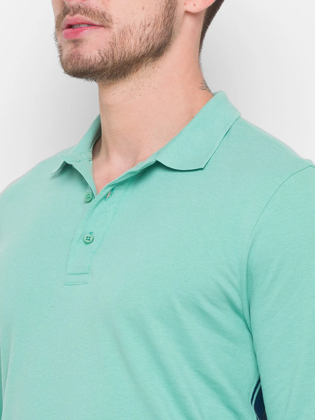 Green Regular Fit Men's Long Sleeves Polo T-Shirt by Being Human Clothing - Image 5