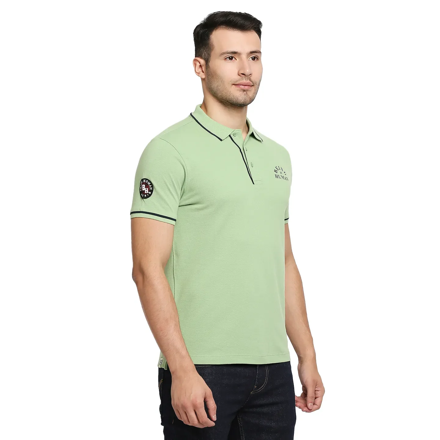 Green Regular Fit Men's Polo T-Shirt by Being Human Clothing - Image 3