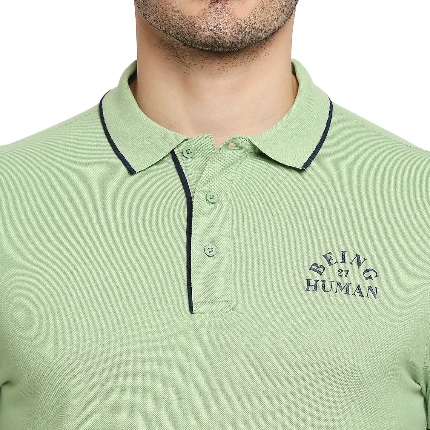 Green Regular Fit Men's Polo T-Shirt by Being Human Clothing - Image 5