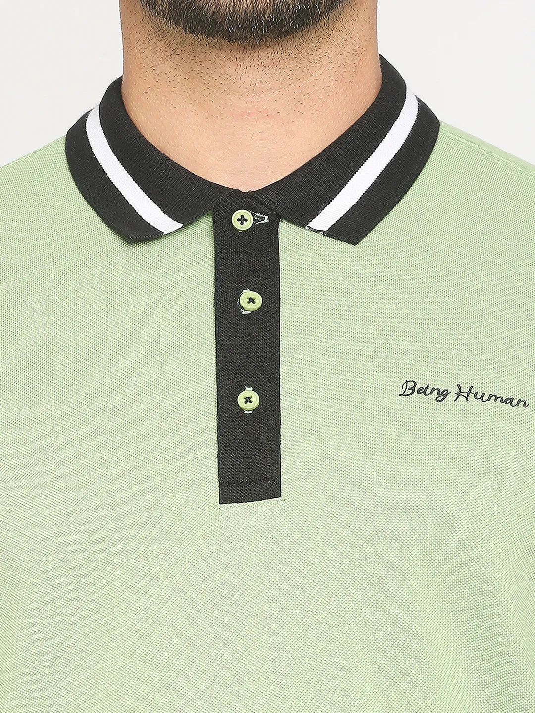 Green Regular Fit Men's Polo T-Shirt by Being Human Clothing - Image 2