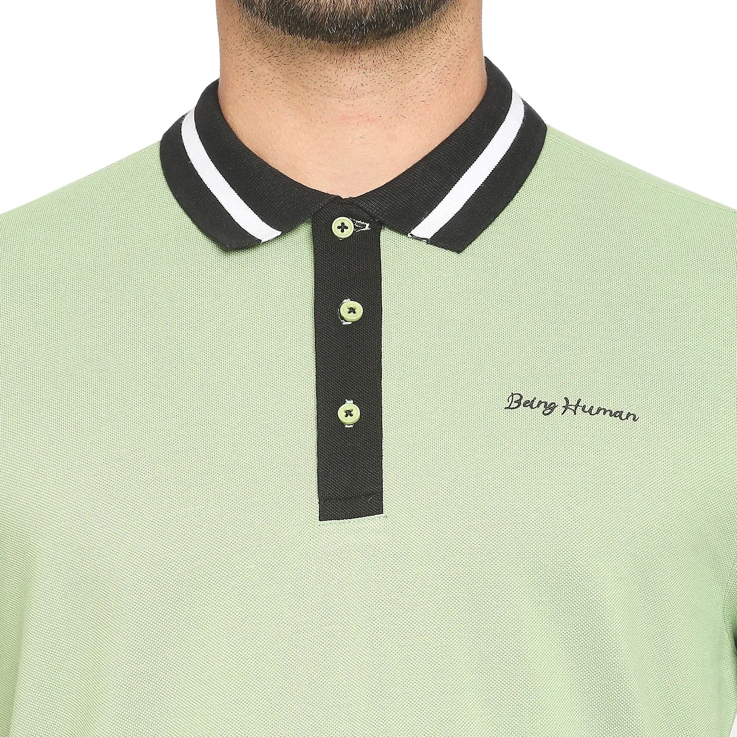 Green Regular Fit Men's Polo T-Shirt by Being Human Clothing - Image 3