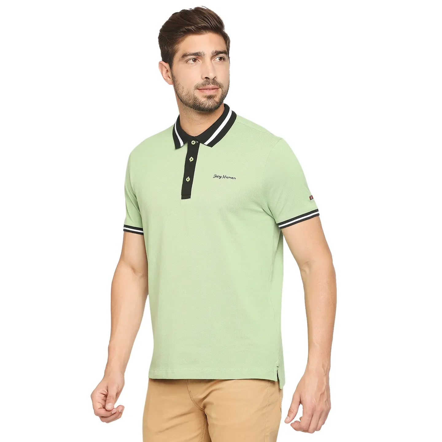Green Regular Fit Men's Polo T-Shirt by Being Human Clothing - Image 5