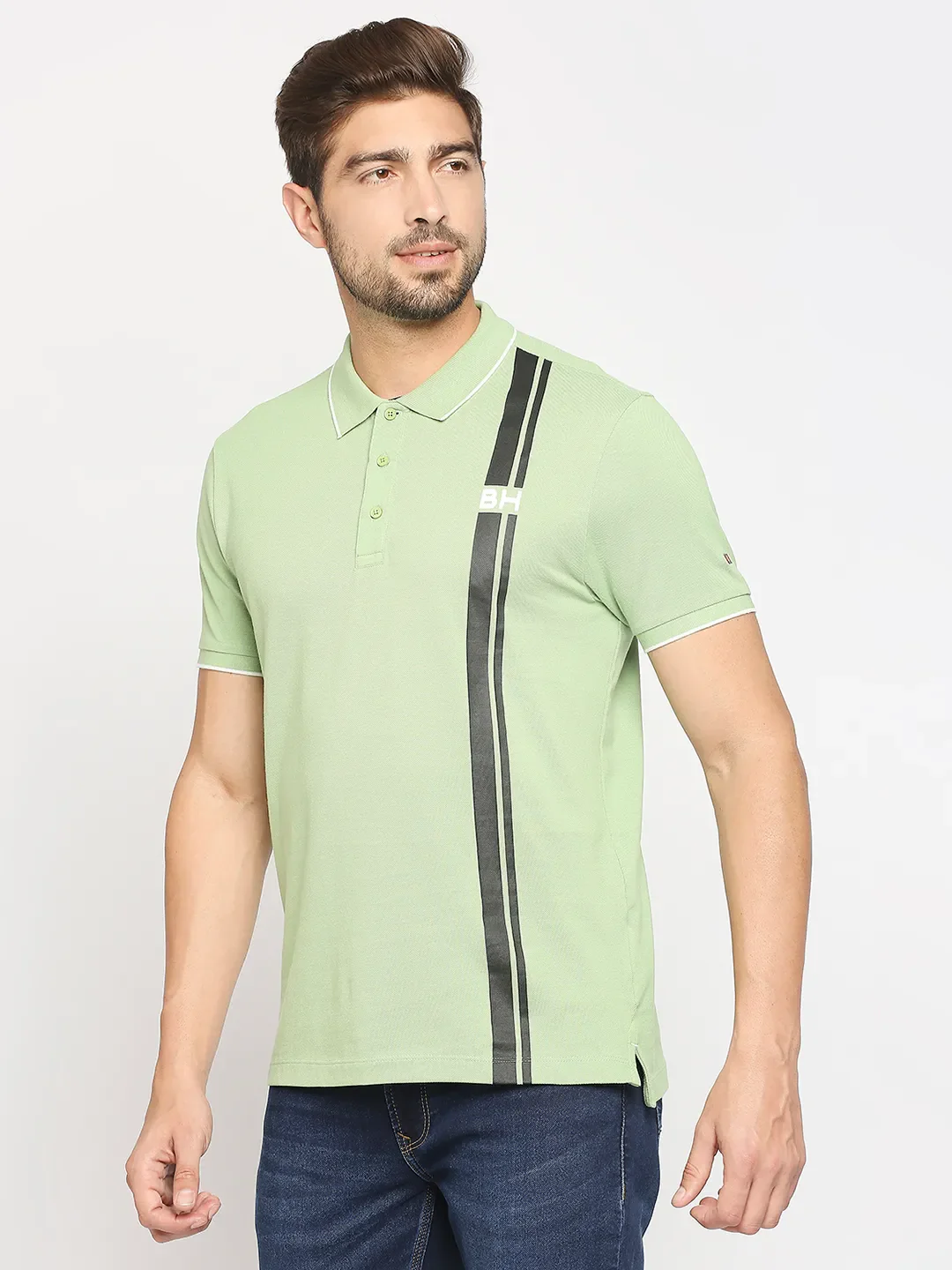 Green Regular Fit Men's Polo T-Shirt by Being Human Clothing - Image 4