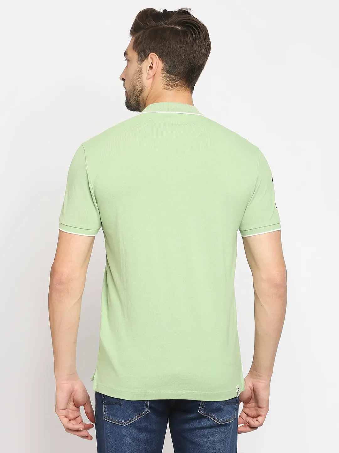 Green Regular Fit Men's Polo T-Shirt by Being Human Clothing - Image 6