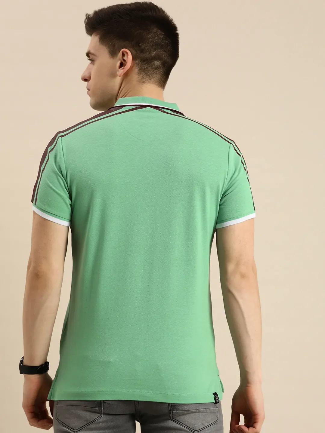 Green Regular Fit Men's Polo T-Shirt by Being Human Clothing - Image 3