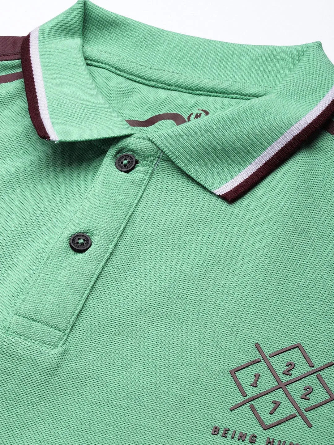 Green Regular Fit Men's Polo T-Shirt by Being Human Clothing - Image 4