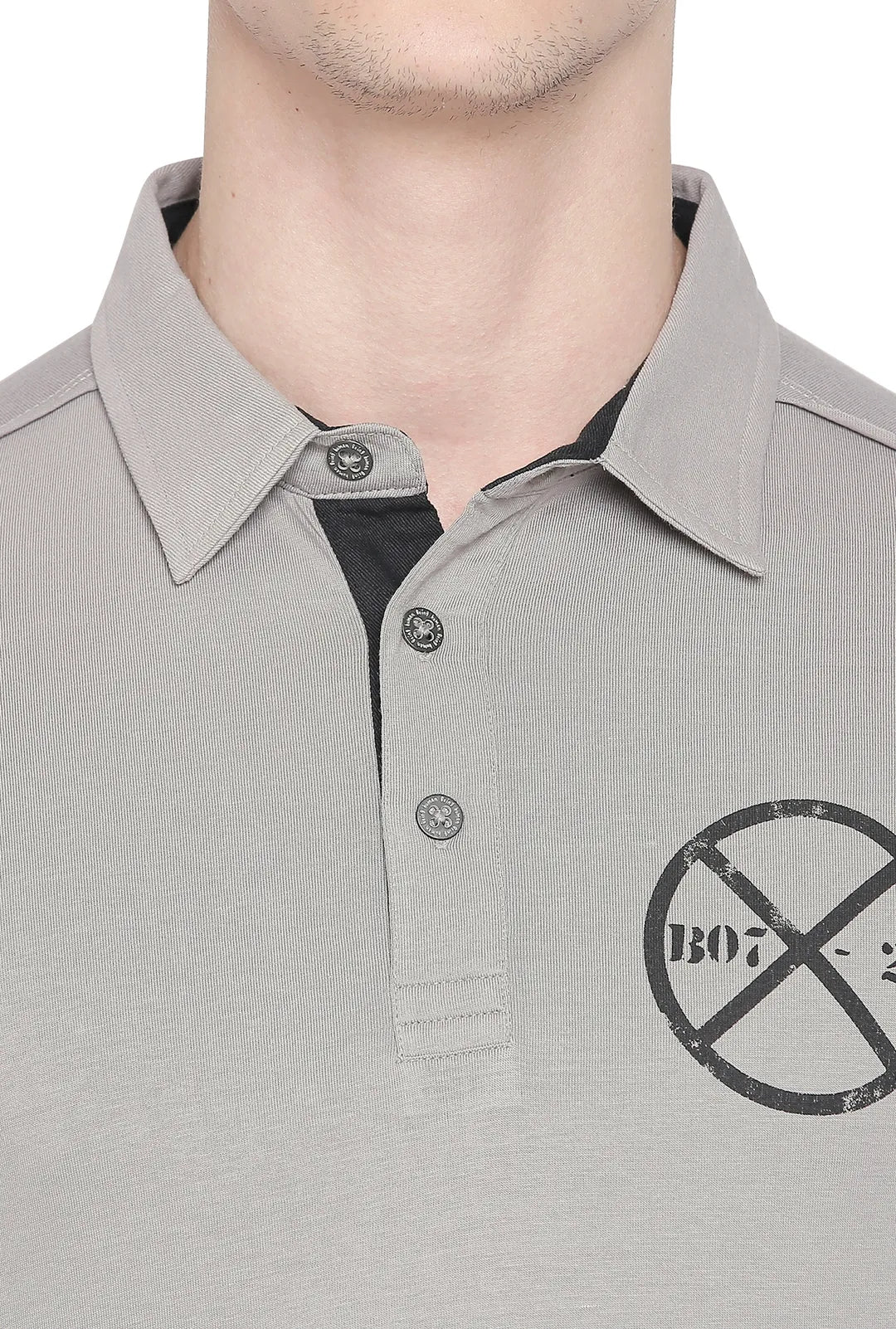 Grey Regular Fit Men's Polo T-Shirt by Being Human Clothing - Image 4