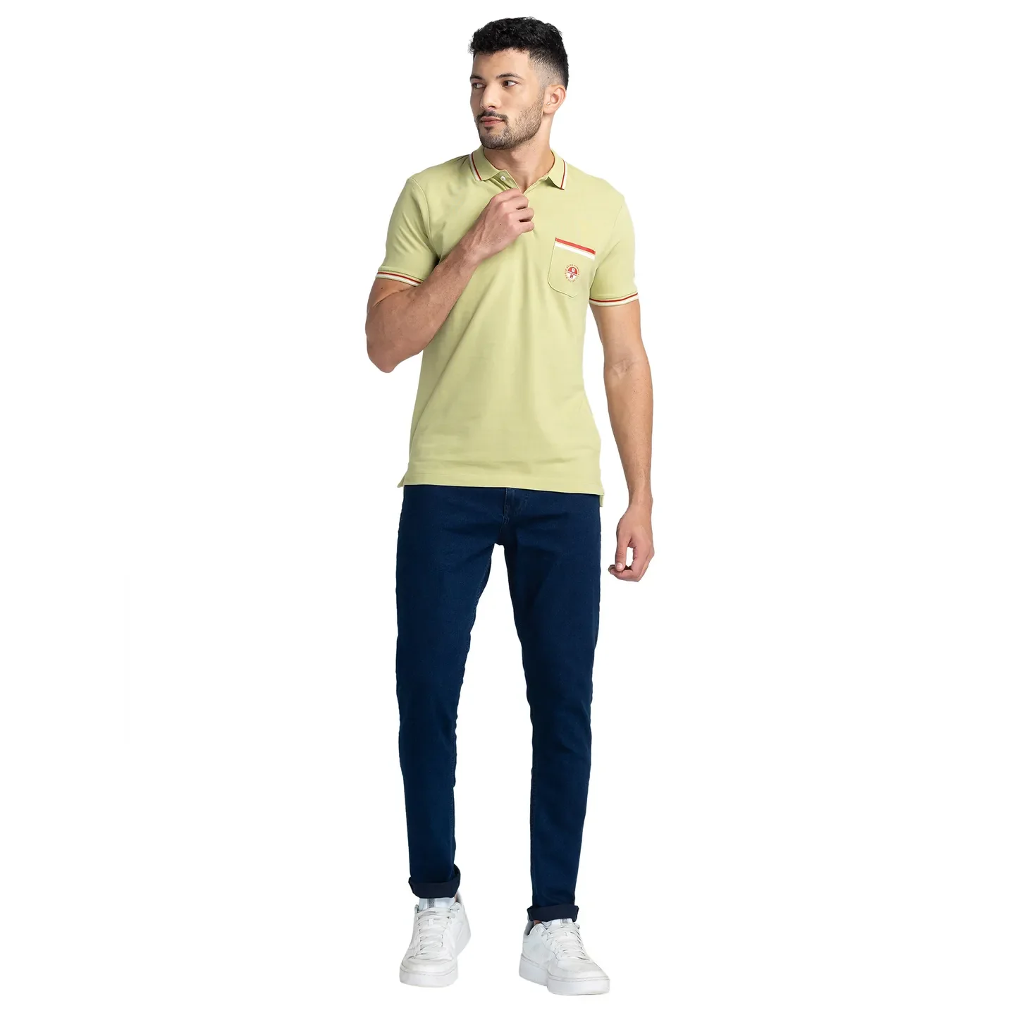 Green Regular Fit Men's Polo T-Shirt by Being Human Clothing - Image 5