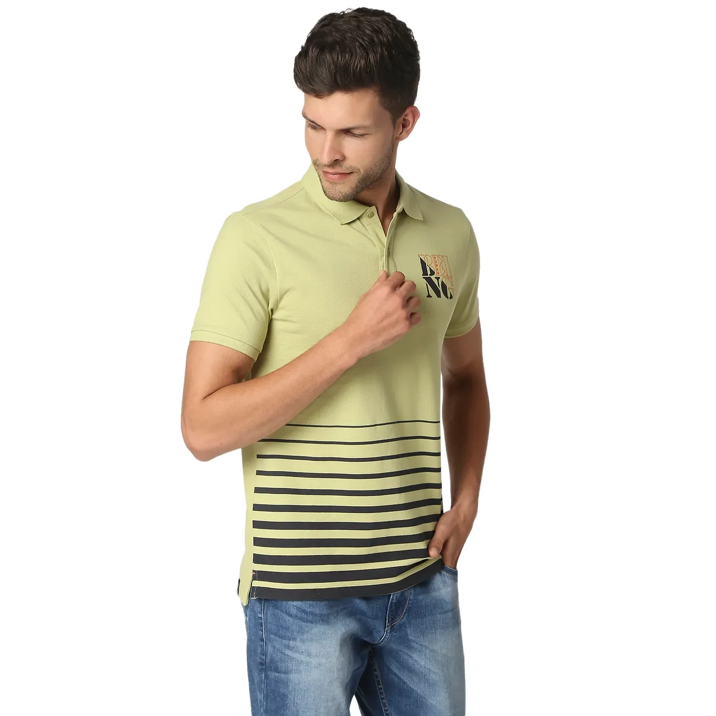 Green Regular Fit Men's Polo T-Shirt by Being Human Clothing - Image 3