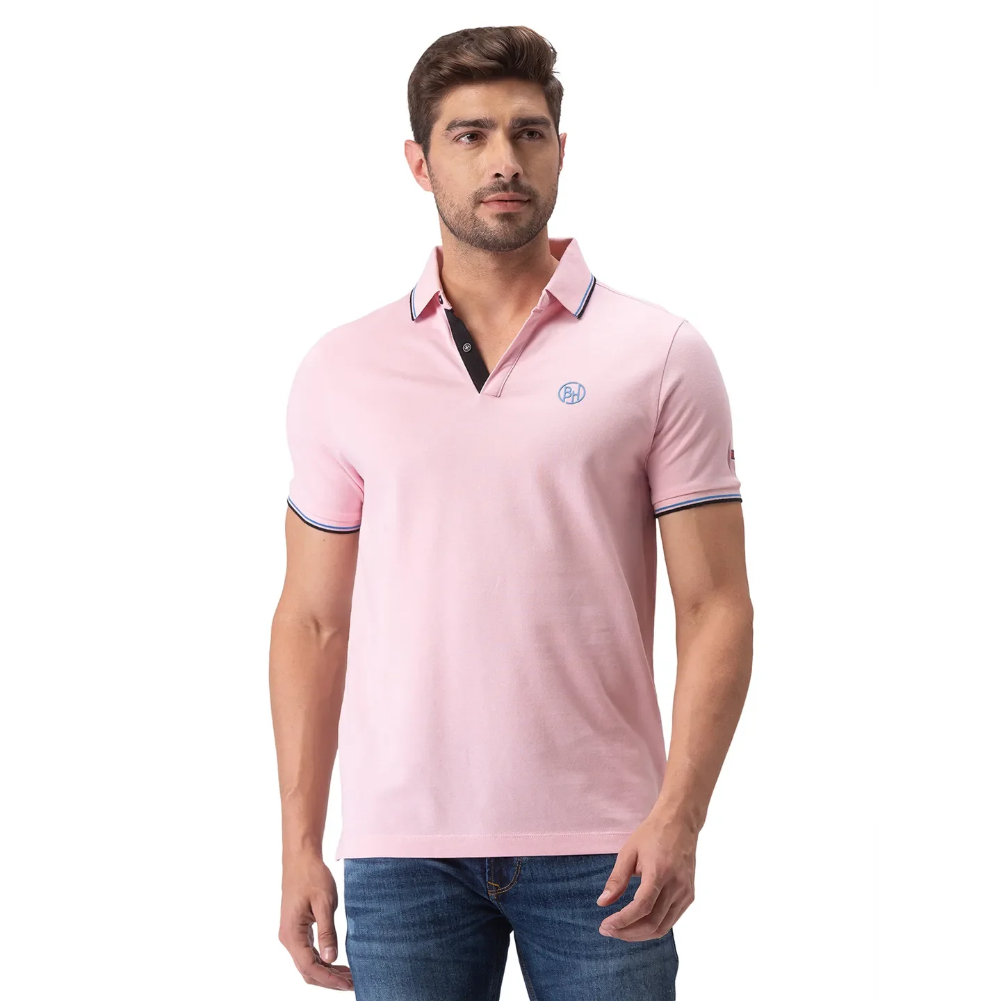 Pink Regular Fit Men's Polo T-Shirt by Being Human Clothing