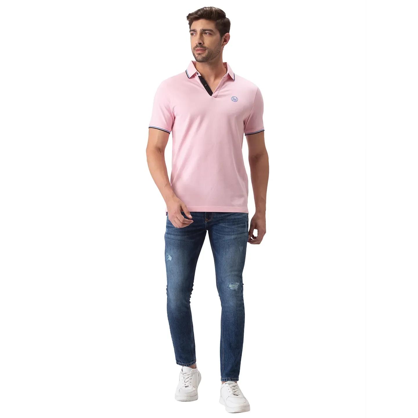 Pink Regular Fit Men's Polo T-Shirt by Being Human Clothing - Image 2