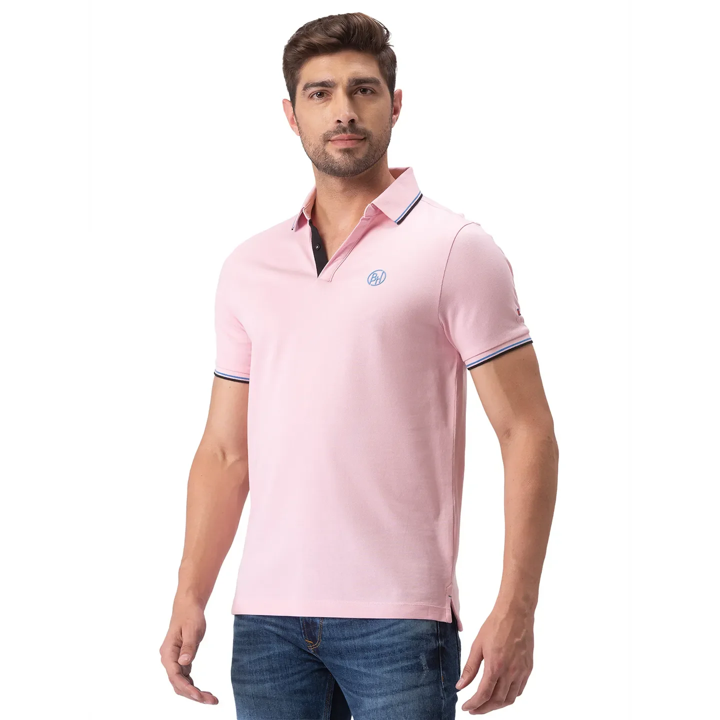 Pink Regular Fit Men's Polo T-Shirt by Being Human Clothing - Image 4