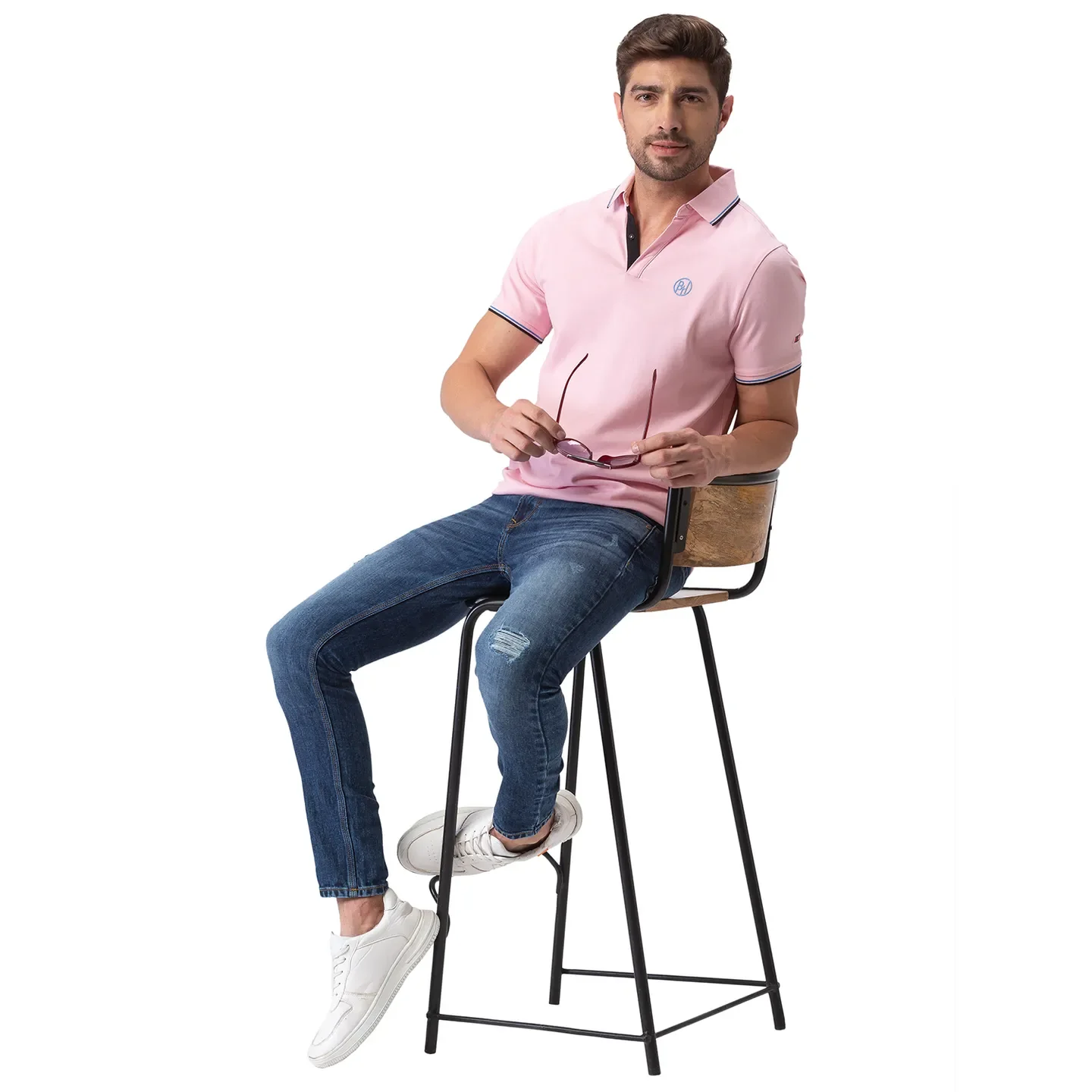 Pink Regular Fit Men's Polo T-Shirt by Being Human Clothing - Image 6