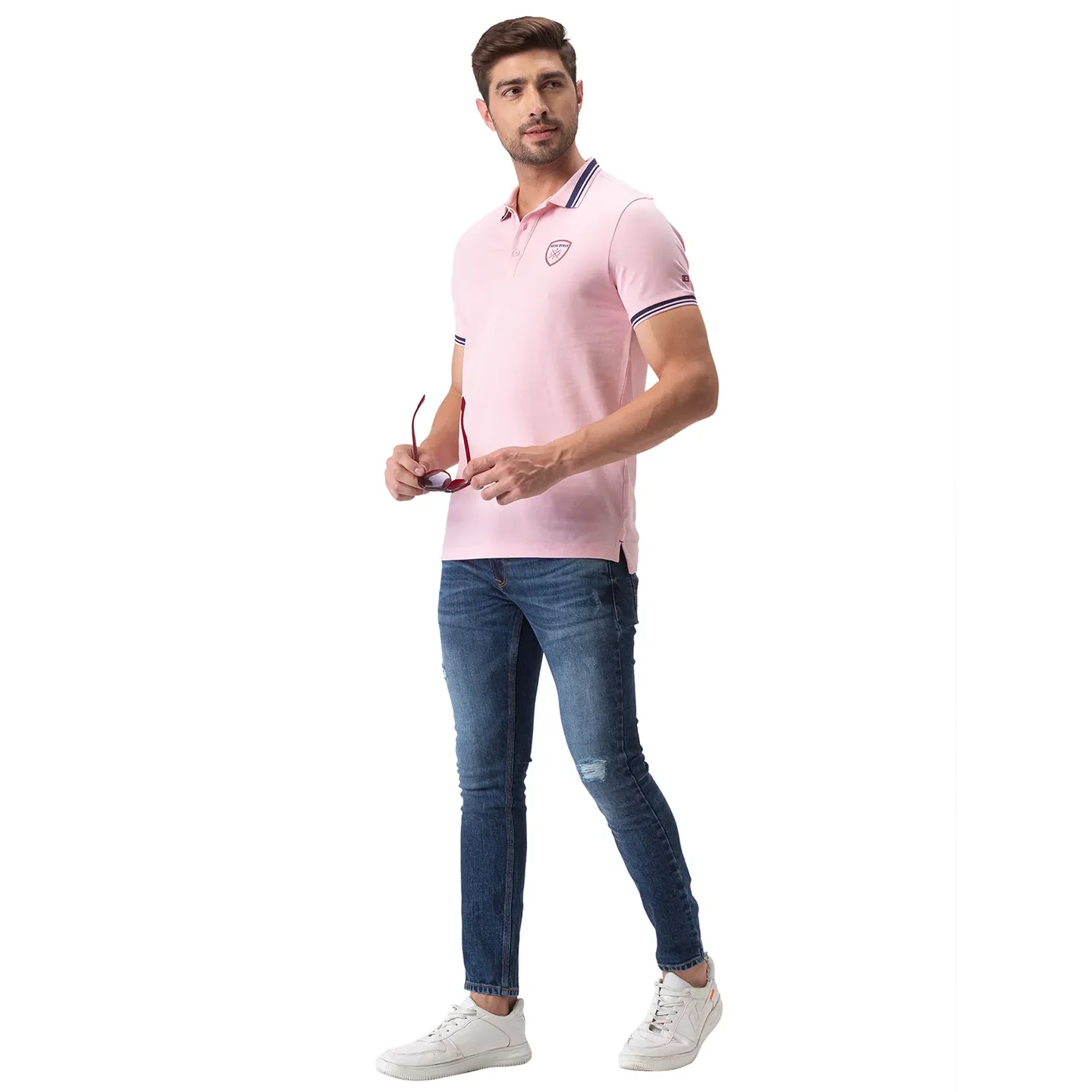 Pink Regular Fit Men's Polo T-Shirt by Being Human Clothing - Image 2