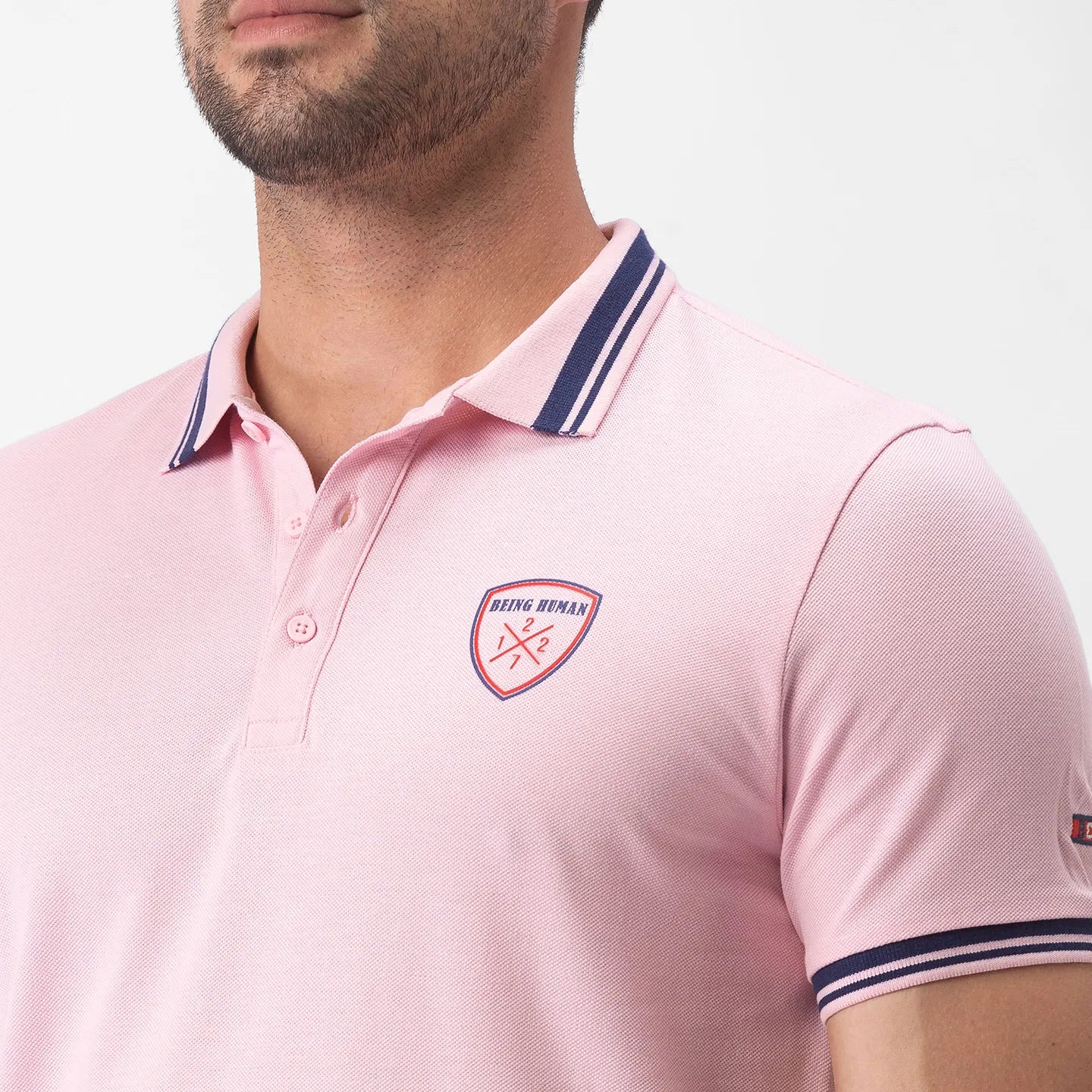Pink Regular Fit Men's Polo T-Shirt by Being Human Clothing - Image 5