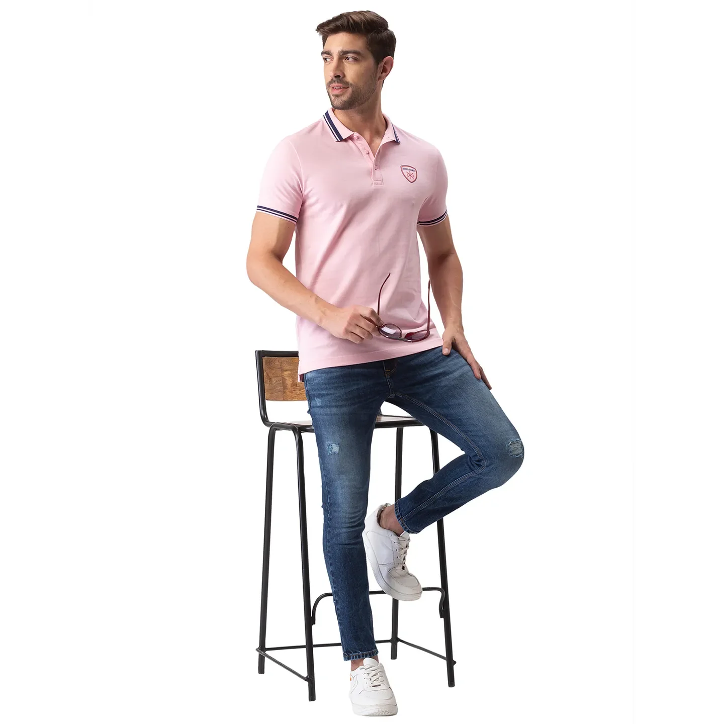Pink Regular Fit Men's Polo T-Shirt by Being Human Clothing - Image 6