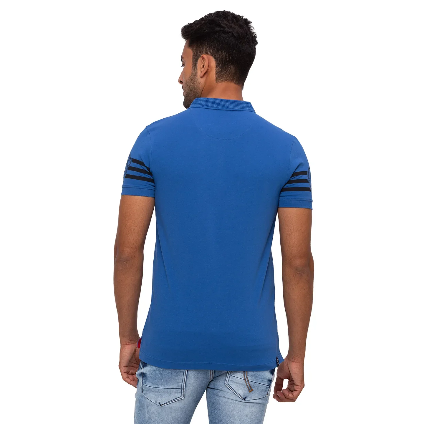 Blue Regular Fit Men's Polo T-shirt by Being Human Clothing - Image 4
