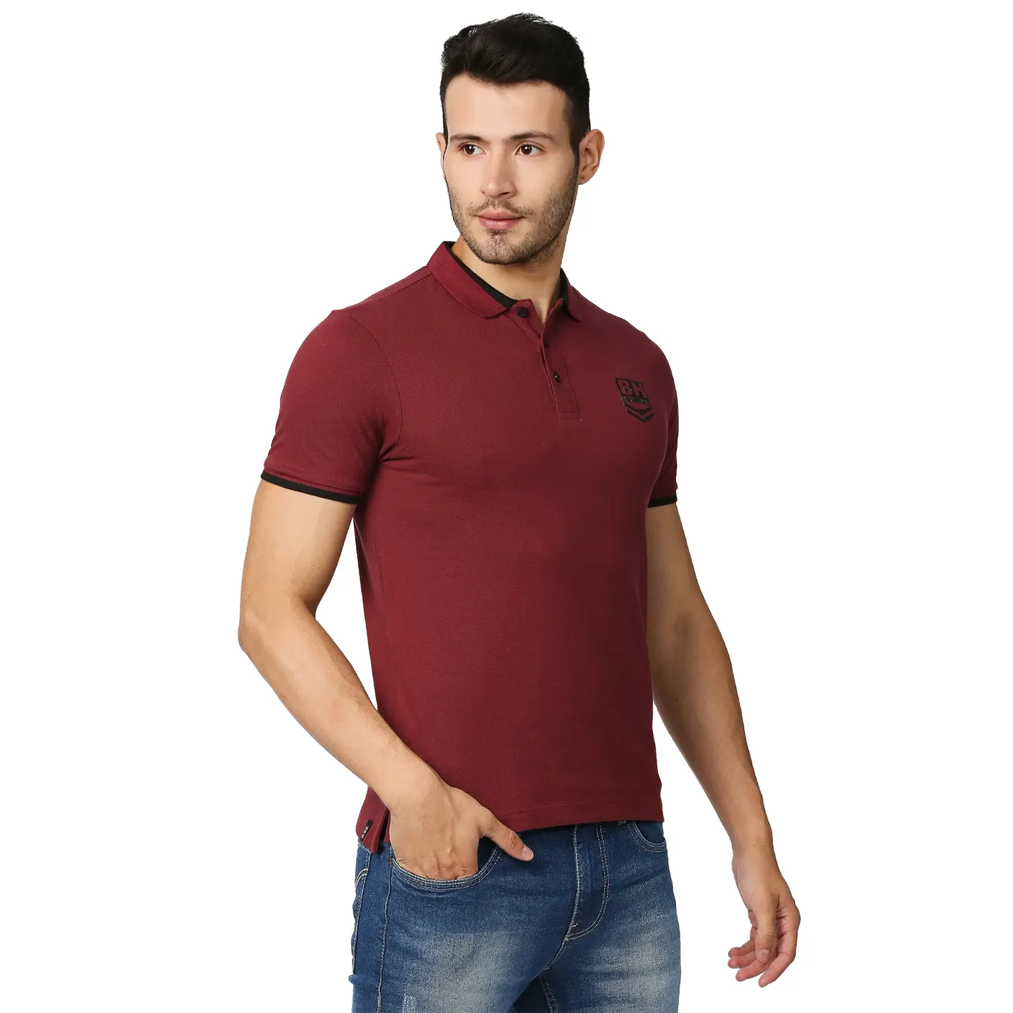 Red Regular Fit Men's Polo T-Shirt by Being Human Clothing - Image 3