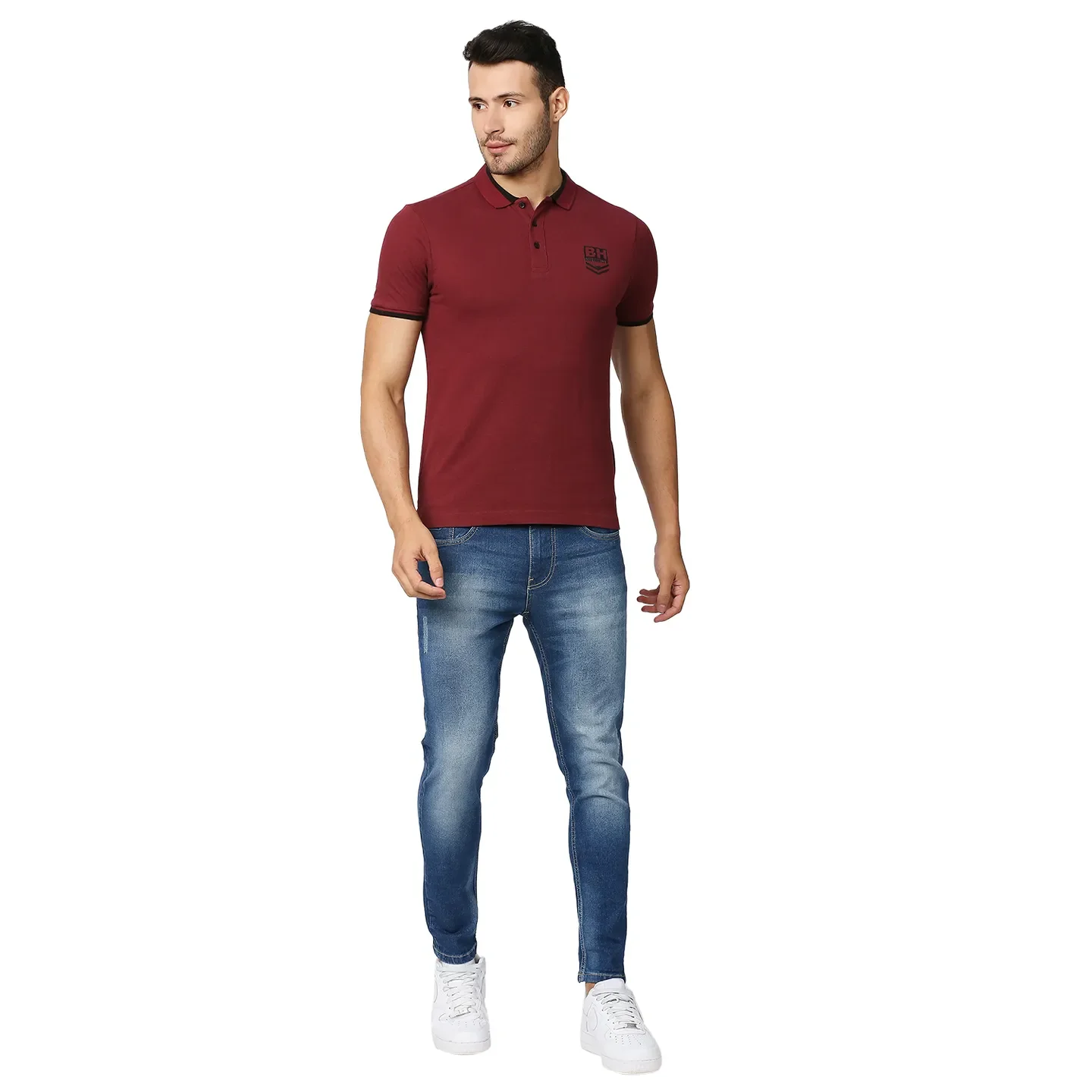 Red Regular Fit Men's Polo T-Shirt by Being Human Clothing - Image 6