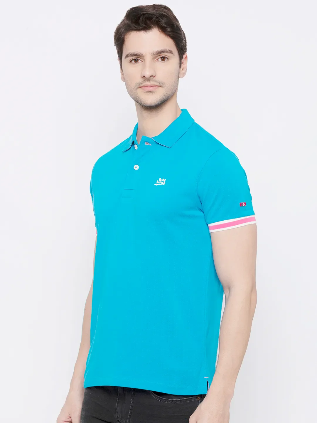 Blue Regular Fit Men's Polo T-Shirt by Being Human Clothing - Image 2