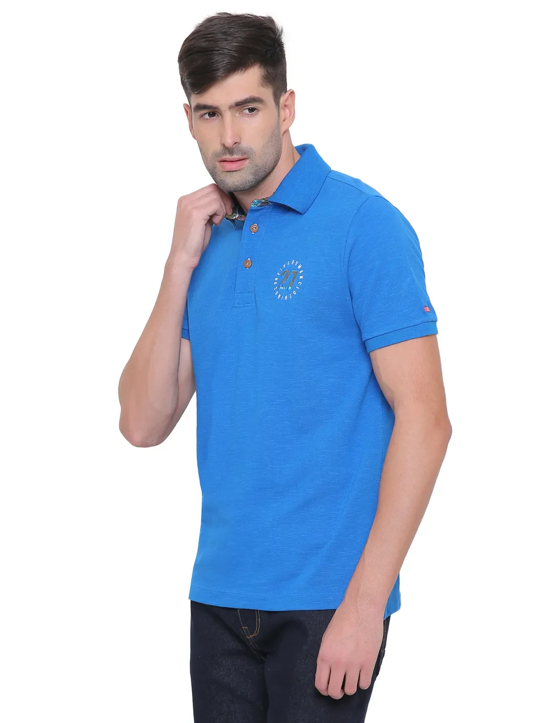 Blue Regular Fit Men's Polo T-Shirt by Being Human Clothing - Image 5