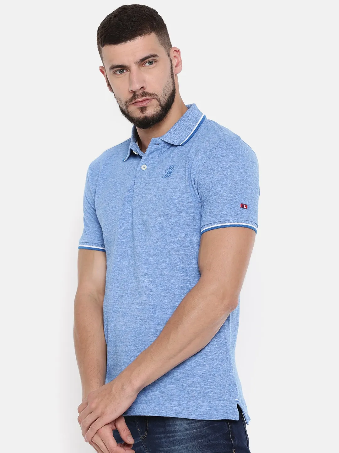 Blue Regular Fit Men's Polo T-Shirt by Being Human Clothing - Image 2