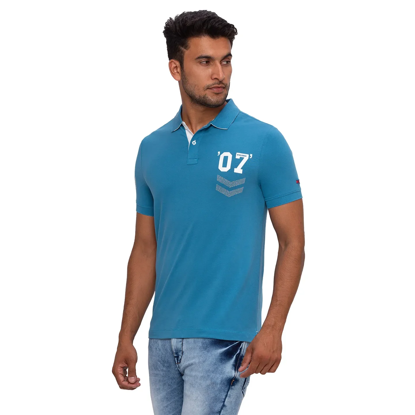 Mid Night Blue Regular Fit Men's Polo T-shirt by Being Human Clothing - Image 4