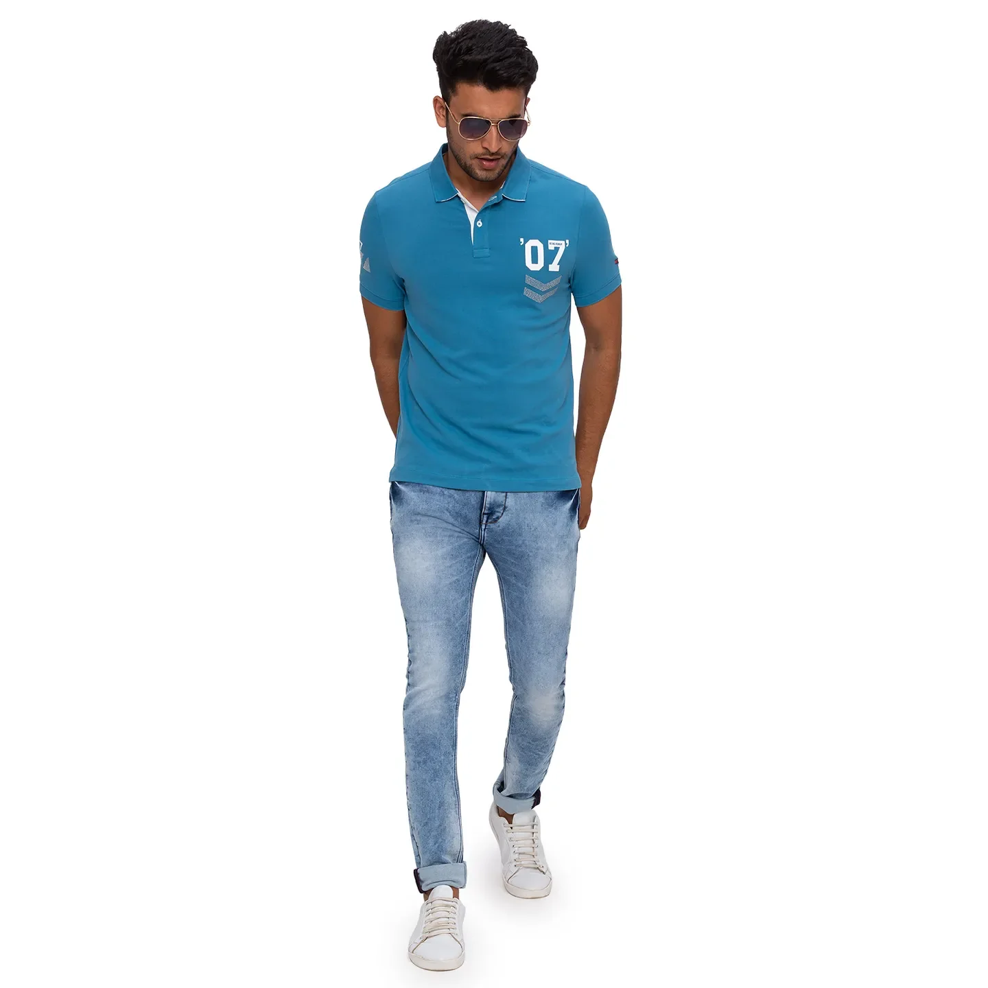 Mid Night Blue Regular Fit Men's Polo T-shirt by Being Human Clothing - Image 6