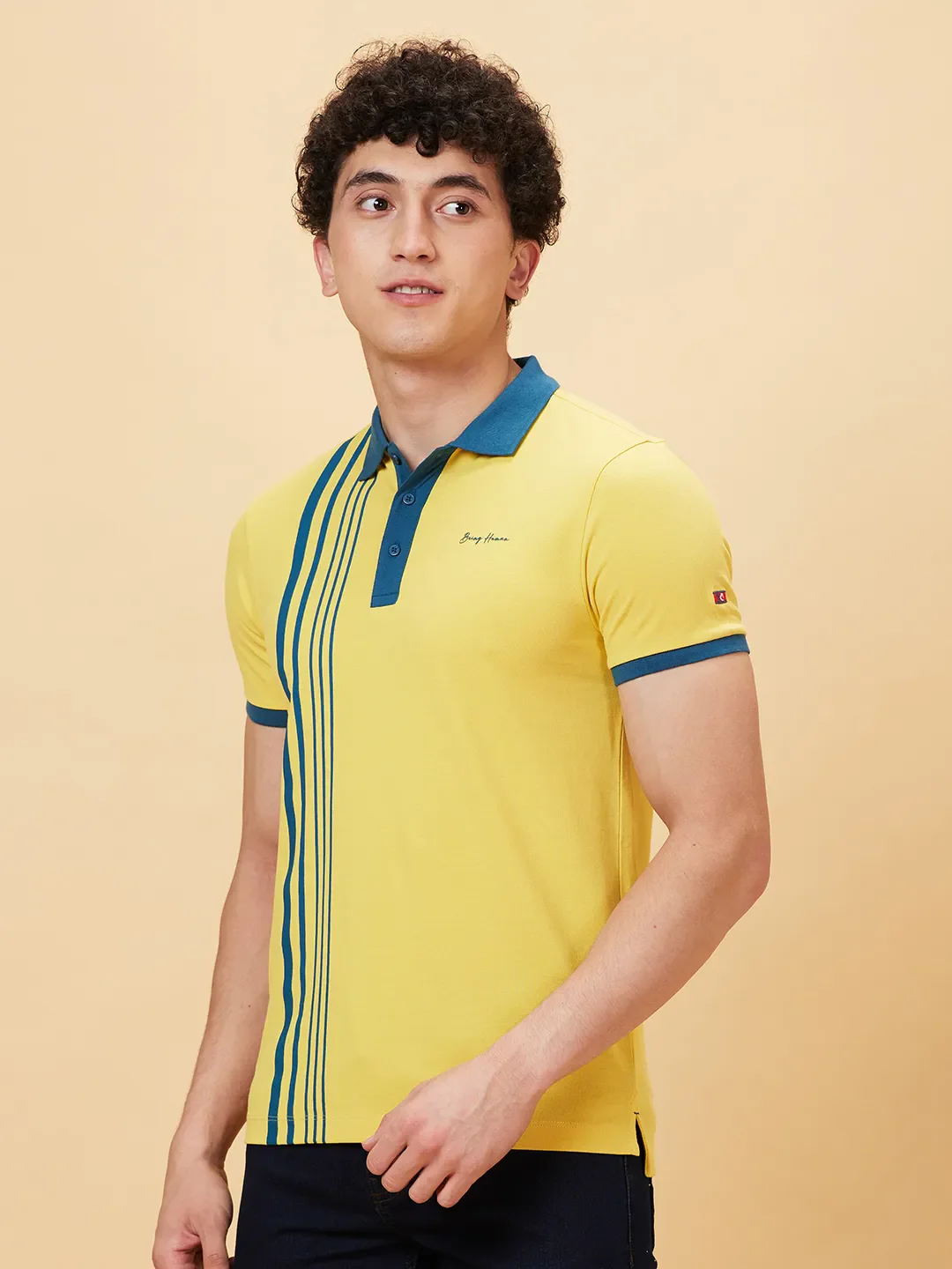 Purple Regular Fit Men's Polo T-Shirt by Being Human Clothing - Image 3