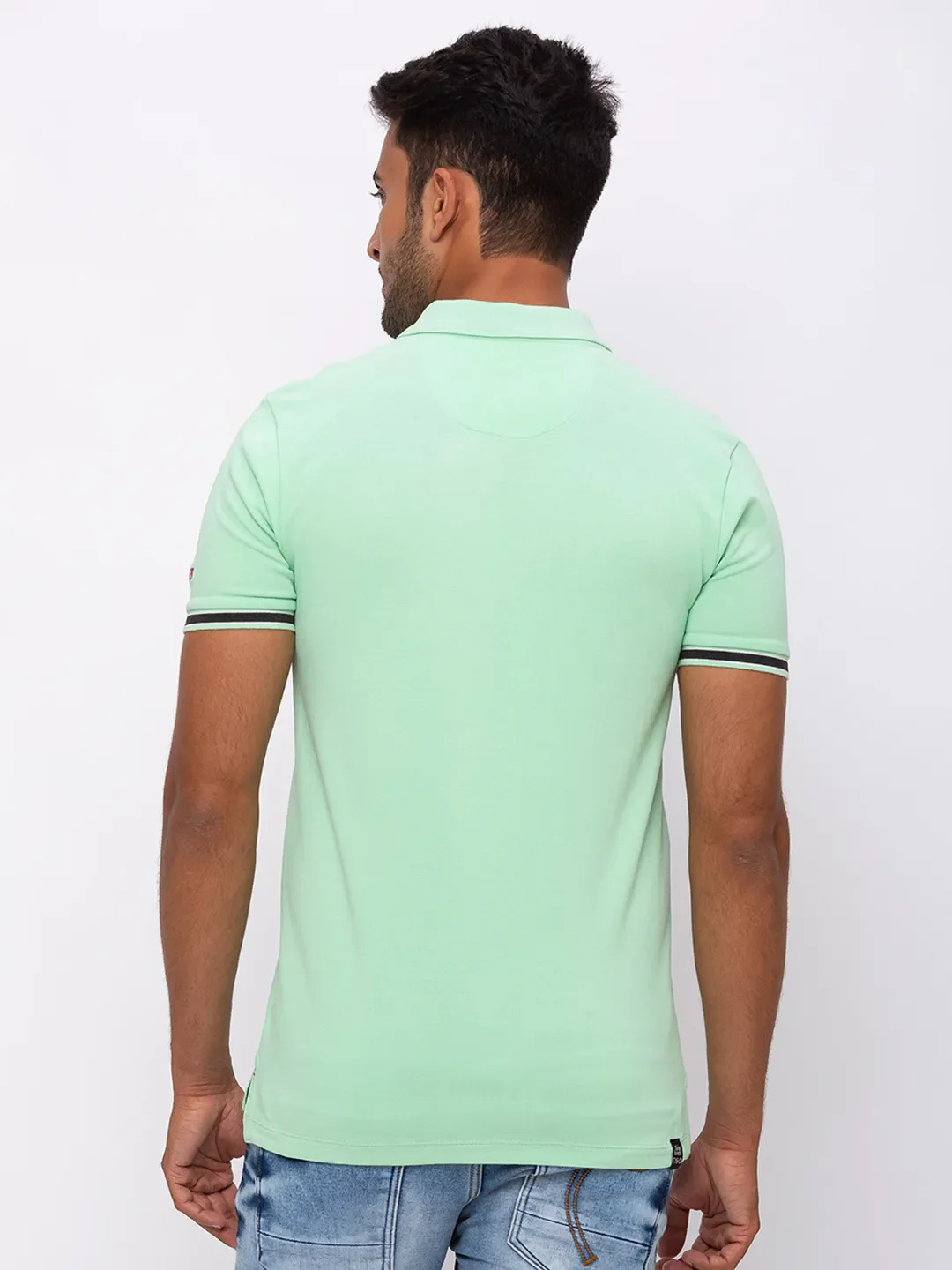 Green Regular Fit Men's Polo T-Shirt by Being Human Clothing - Image 2