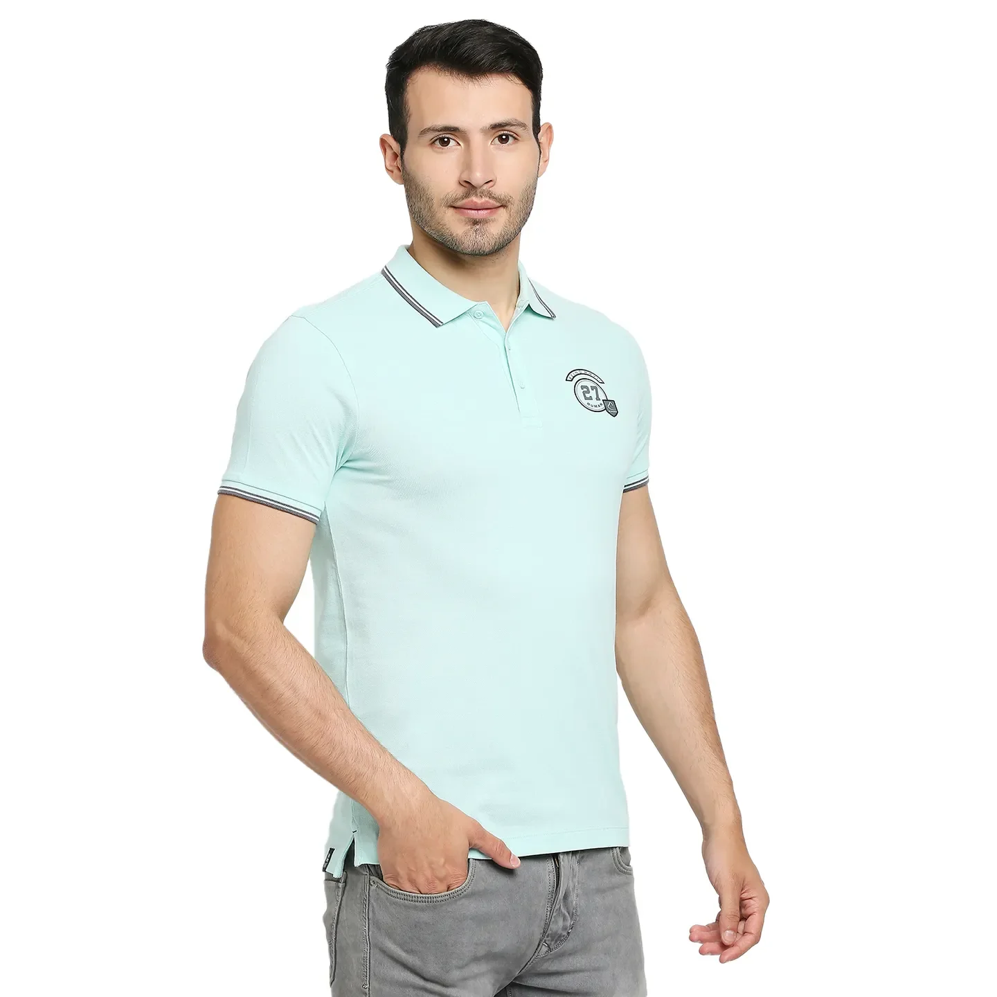 Green Regular Fit Men's Polo T-Shirt by Being Human Clothing - Image 3