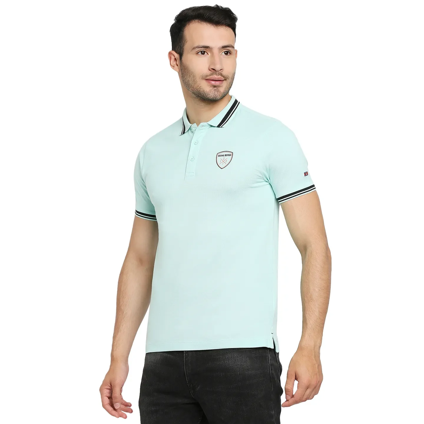 Green Regular Fit Men's Polo T-Shirt by Being Human Clothing - Image 2