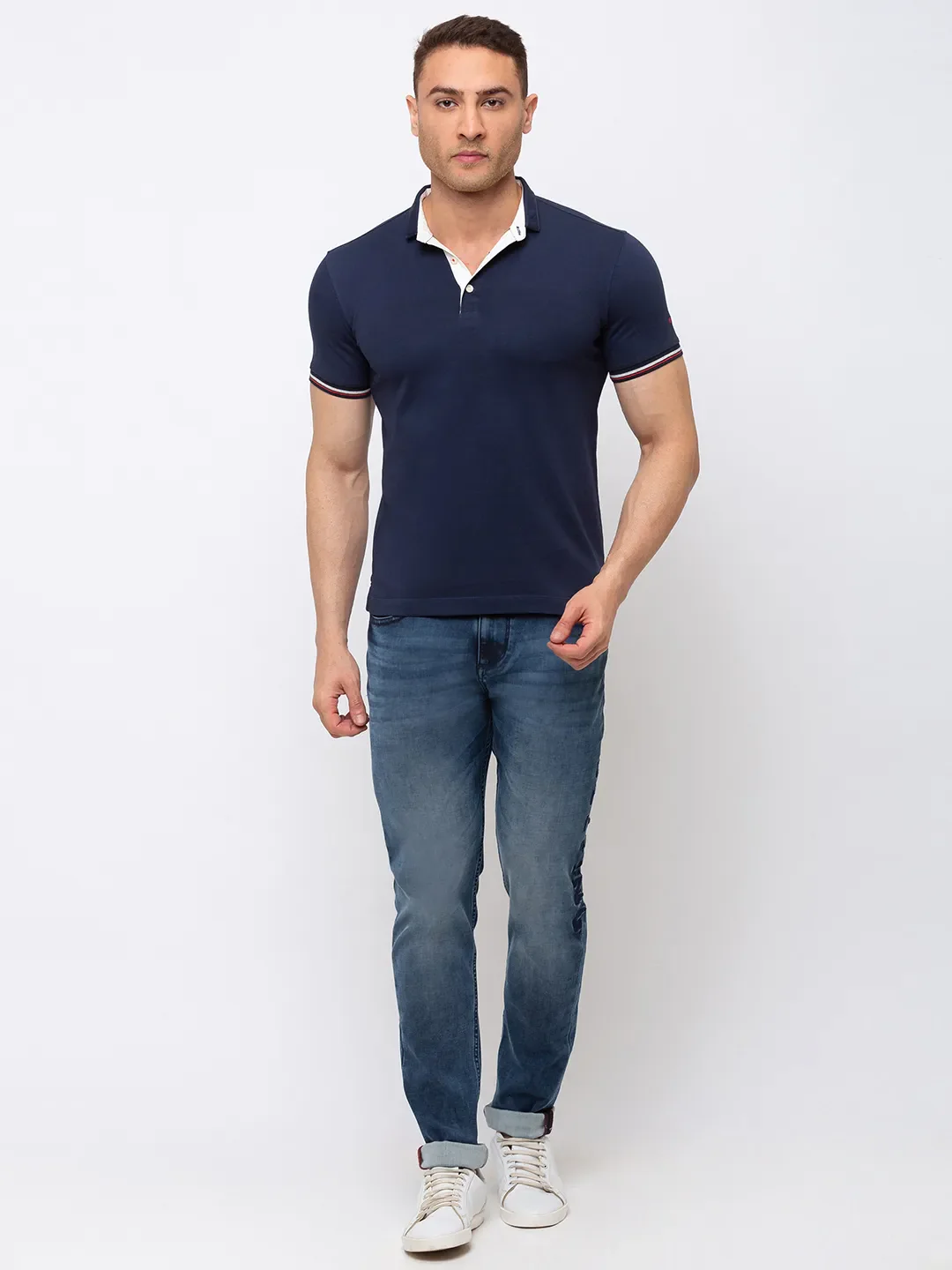 Blue Regular Fit Men's Polo T-Shirt by Being Human Clothing - Image 2