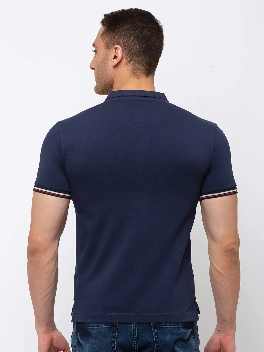 Blue Regular Fit Men's Polo T-Shirt by Being Human Clothing - Image 3